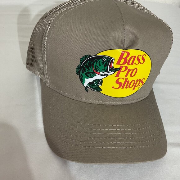 Bass Pro Shops Tan Mesh Trucker Hat With Classic Logo - Picture 2 of 4